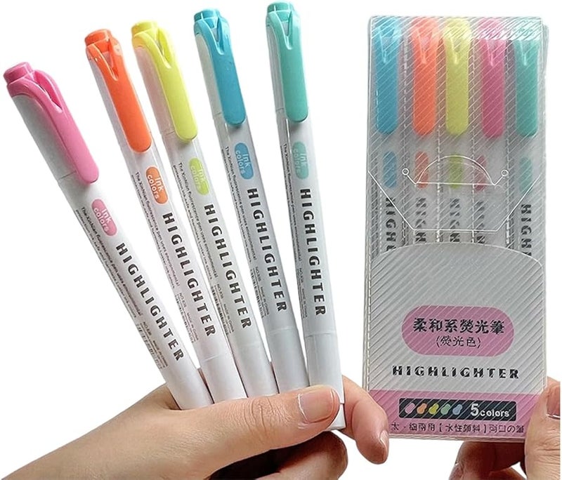 Double Head Highlighter Quick Dry Fluorescent Markers Set Assorted Color - Image 1